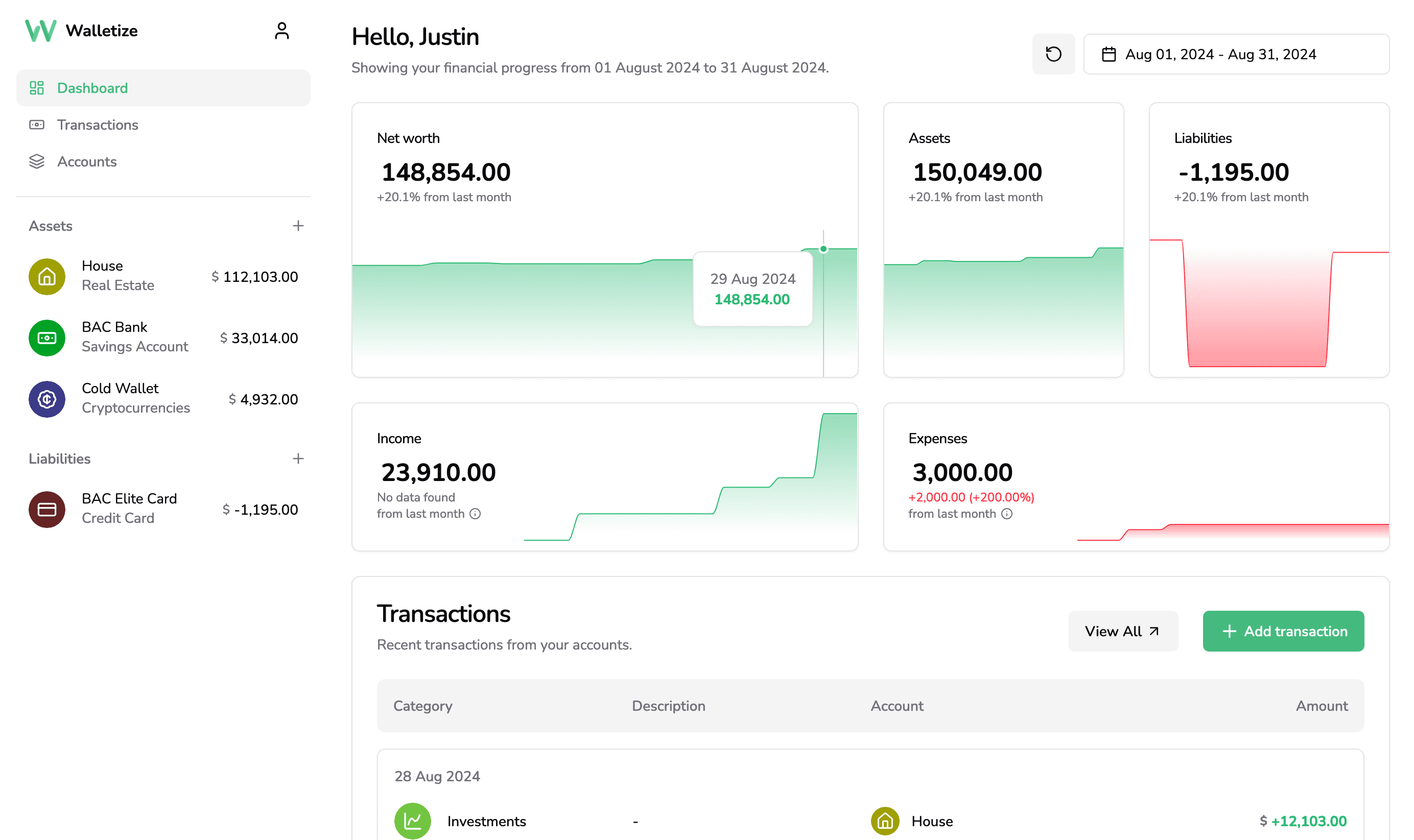 Walletize Dashboard